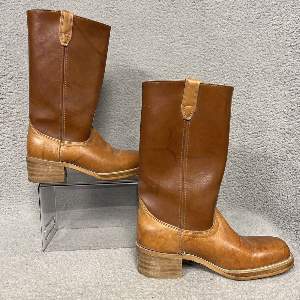 VTG‎ Dingo Acme Campus Boots Men's Sz 9D Brown Leather Mid Calf Western 138010